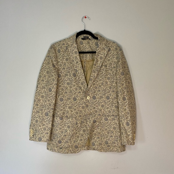 Massimo Dutti tan and blue floral blazer size 38R - Picture 1 of 5